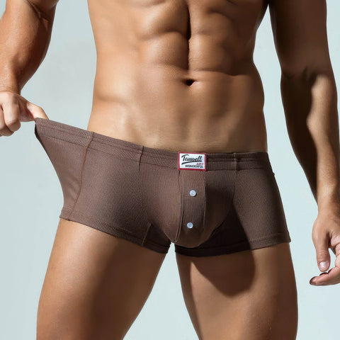 Men's Ribbed Boxer Briefs 3-Pack - Breathable Cotton Solid Color Underwear Set - 4inme