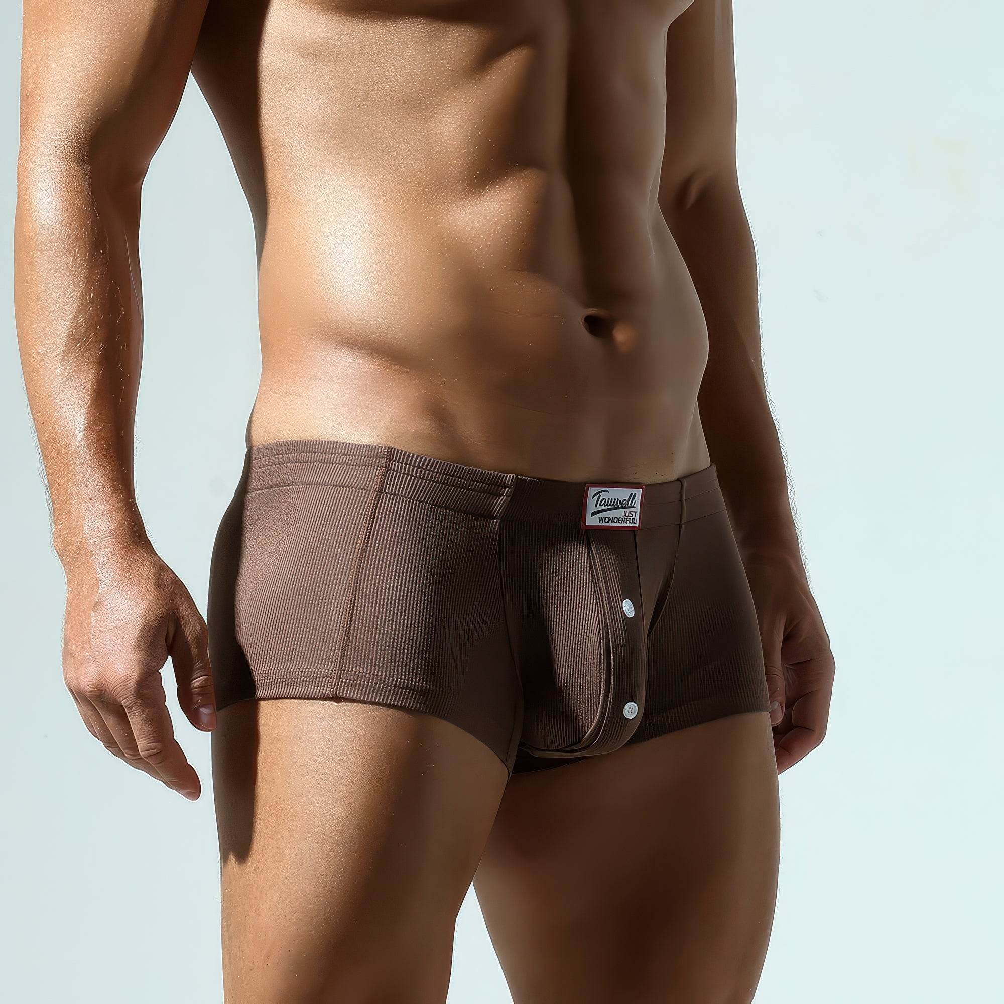 Men's Ribbed Boxer Briefs 3-Pack - Breathable Cotton Solid Color Underwear Set - 4inme