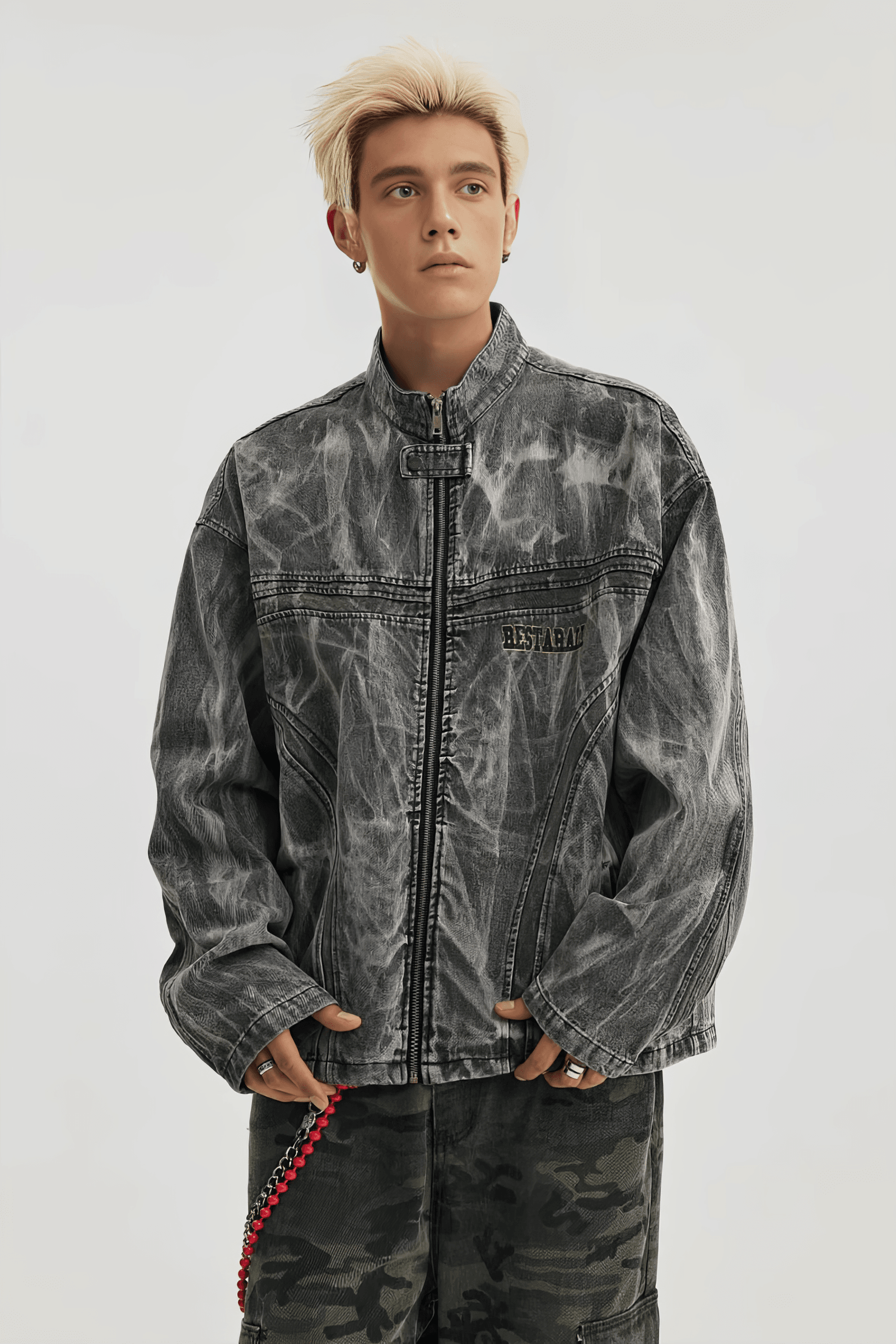 Winter Loose Graffiti Denim Jacket – Distressed & Motorcycle Style - 4inme