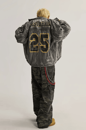 Winter Loose Graffiti Denim Jacket – Distressed & Motorcycle Style - 4inme