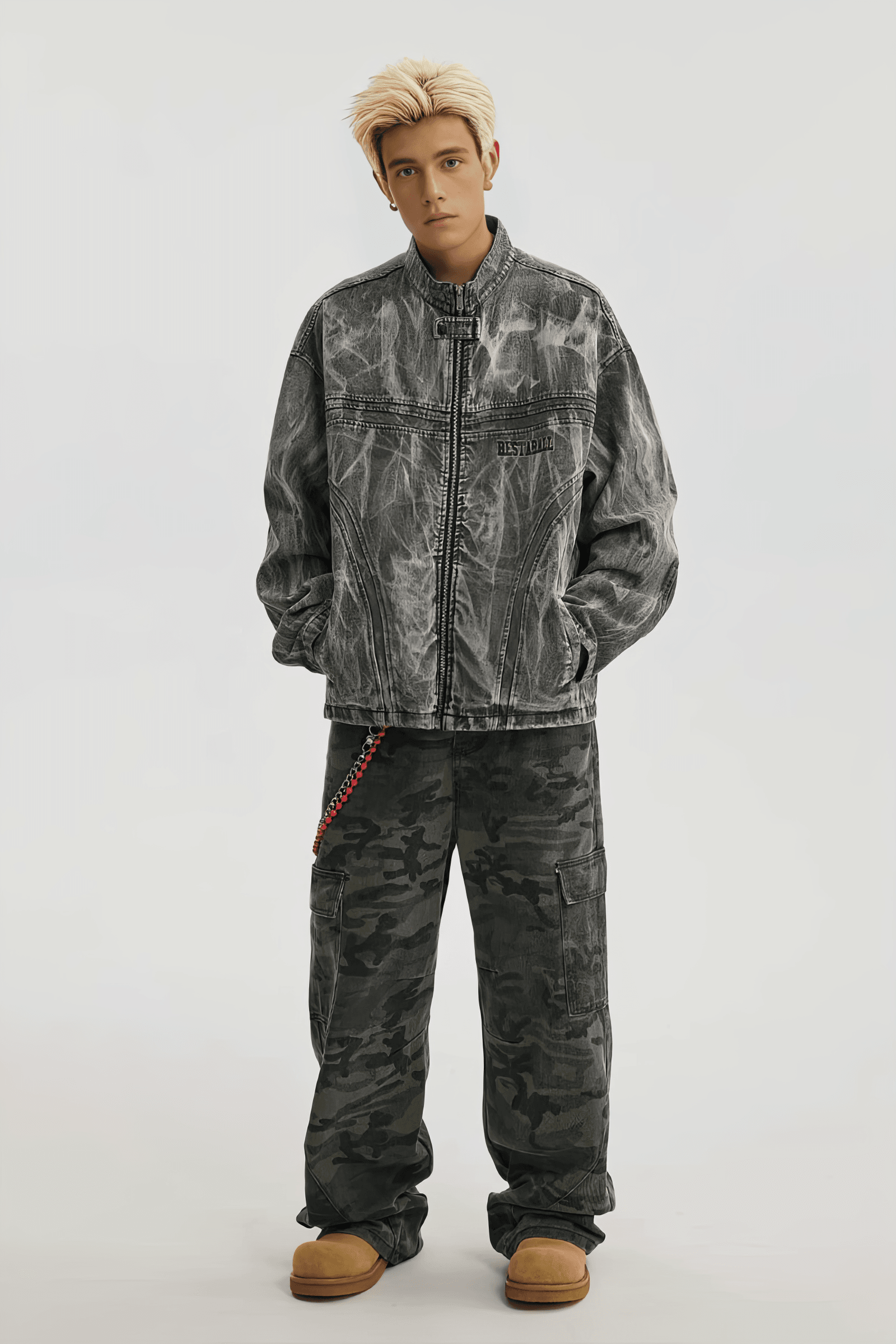 Winter Loose Graffiti Denim Jacket – Distressed & Motorcycle Style - 4inme