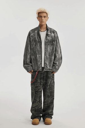 Winter Loose Graffiti Denim Jacket – Distressed & Motorcycle Style - 4inme