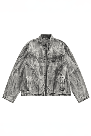 Winter Loose Graffiti Denim Jacket – Distressed & Motorcycle Style - 4inme