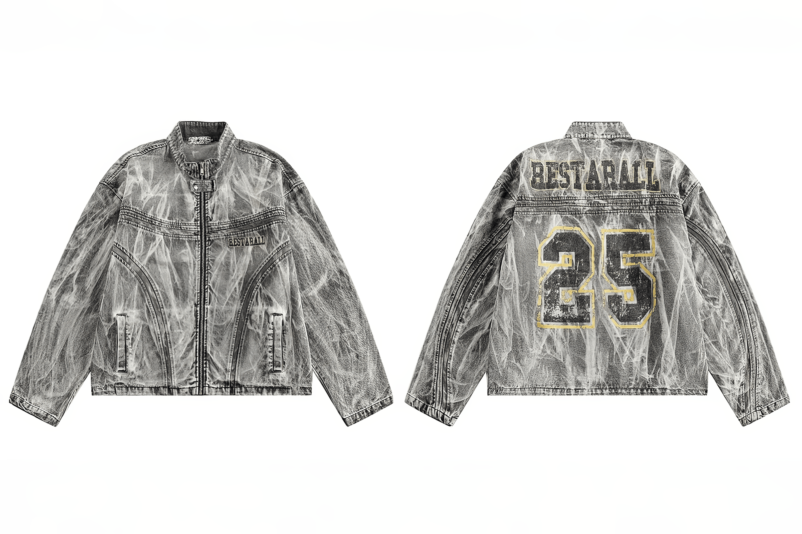 Winter Loose Graffiti Denim Jacket – Distressed & Motorcycle Style - 4inme