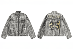 Winter Loose Graffiti Denim Jacket – Distressed & Motorcycle Style - 4inme