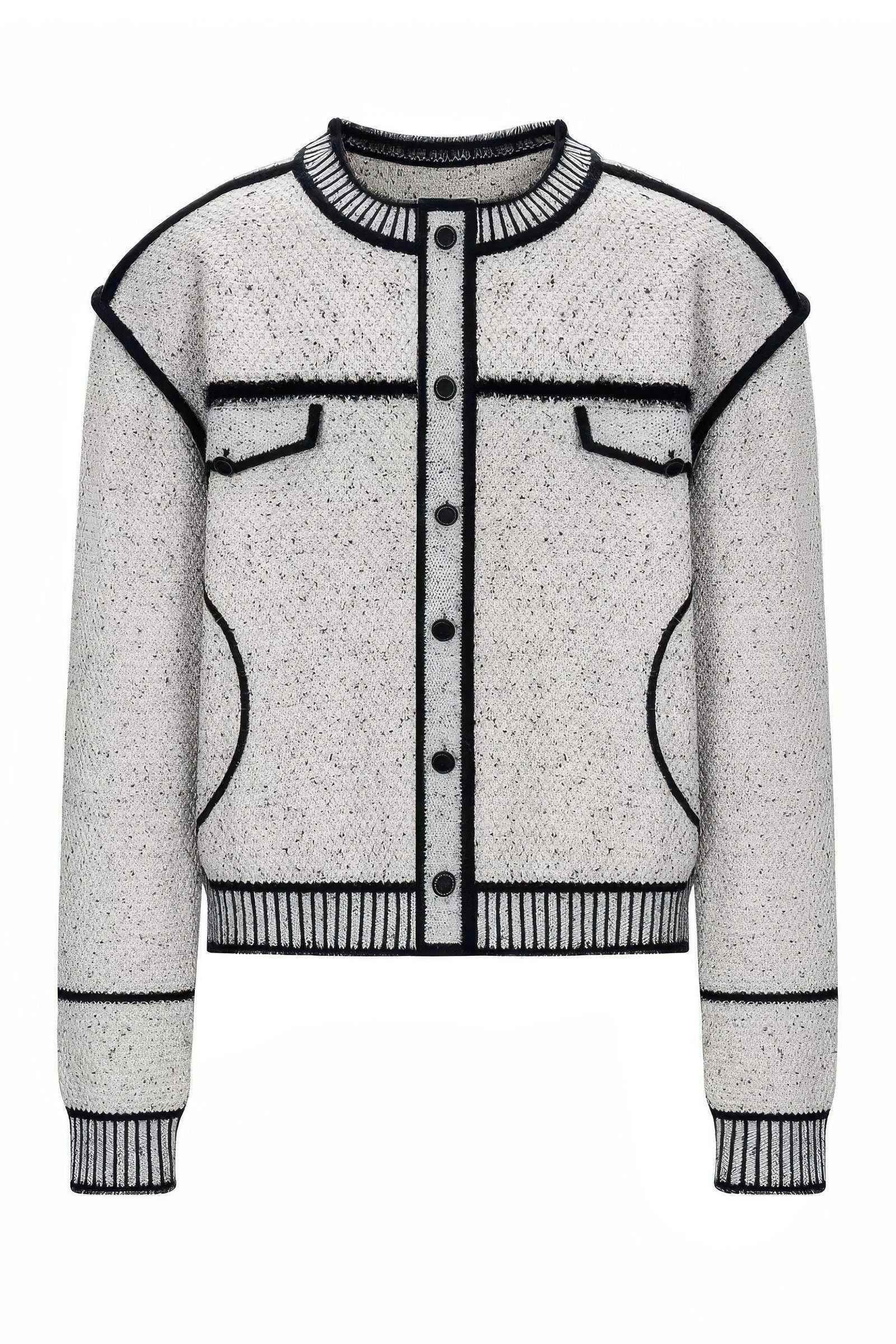 Knitted Sweater Jacket with Mark Pen Design - 4inme