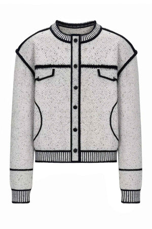 Knitted Sweater Jacket with Mark Pen Design - 4inme