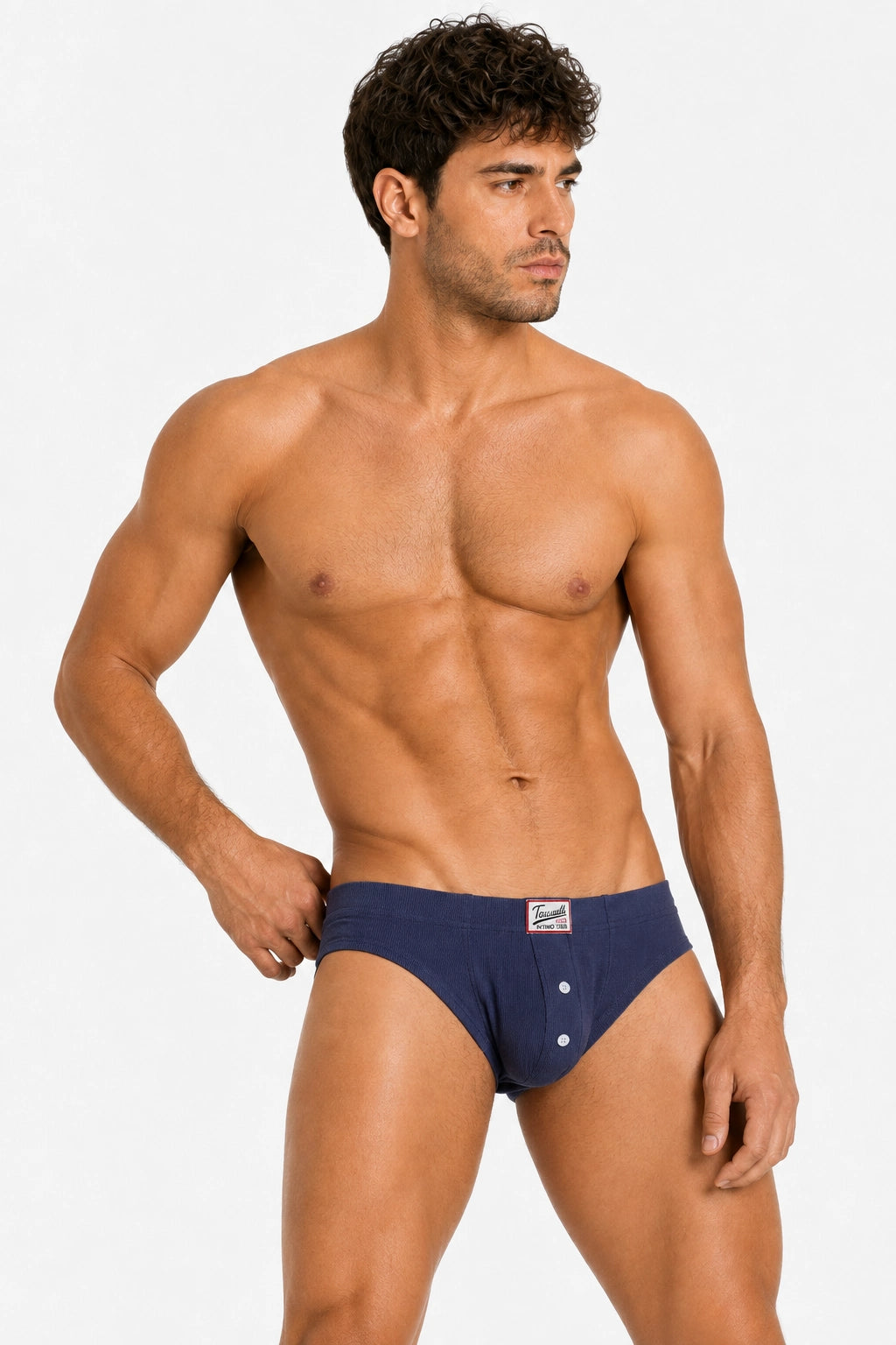 Men's Ribbed Briefs - Breathable  Solid Color Underwear