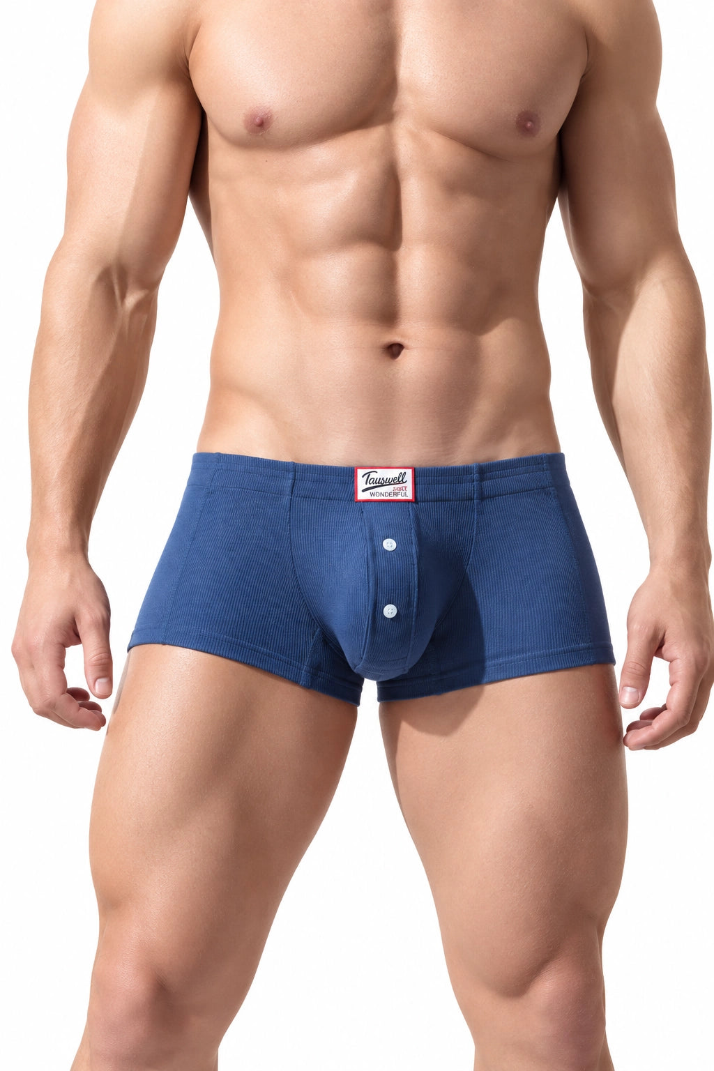 Men's Ribbed Boxer Briefs - Breathable  Solid Color Underwear