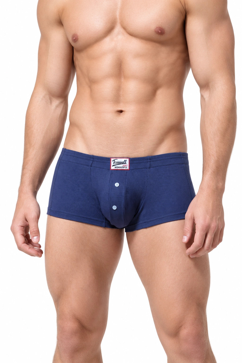 Men's Ribbed Boxer Briefs - Breathable  Solid Color Underwear