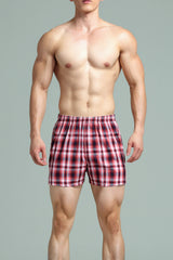 Mandlige ternet bomuldsshorts - Komfortabel og afslappet pasform