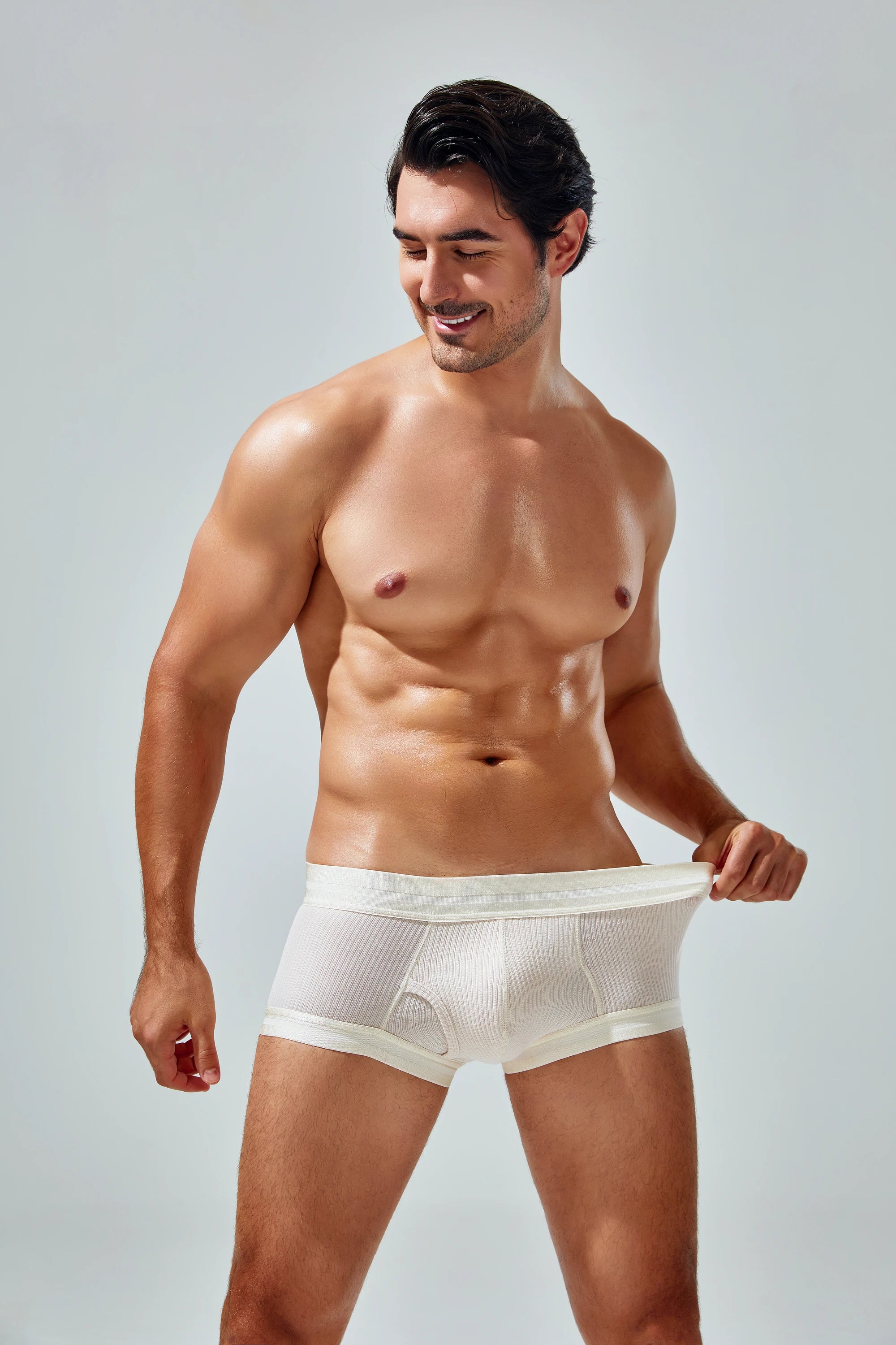 Men's Cotton Boxer Briefs , Breathable & Solid Colors