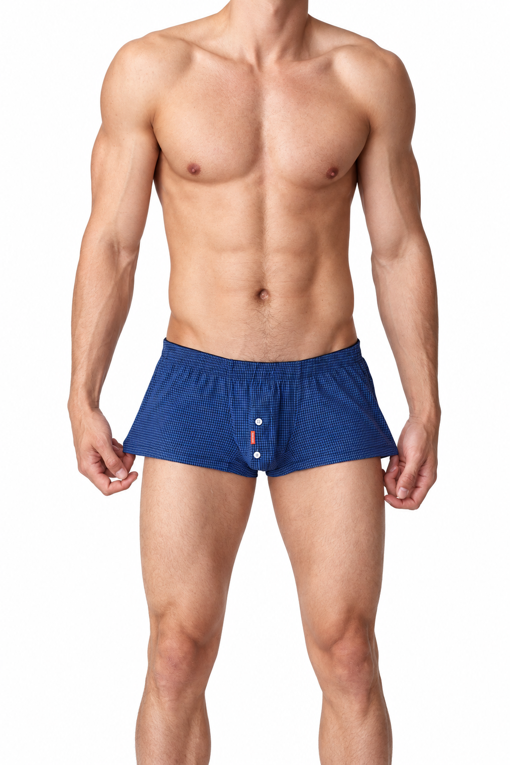 Men's Cotton Lounge Shorts – Fine Grid Pattern, Breathable & Casual