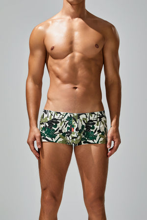 Men's Cotton Boxer Briefs - Botanical Print Breathable Underwear - 4inme