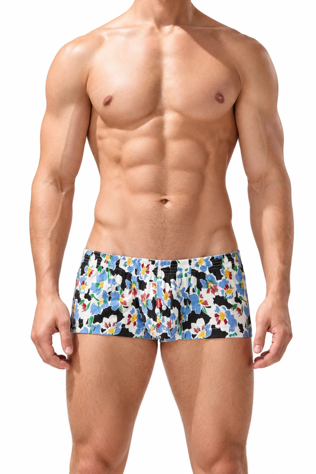 Men's Cotton Boxer Briefs - Botanical Print Breathable Underwear