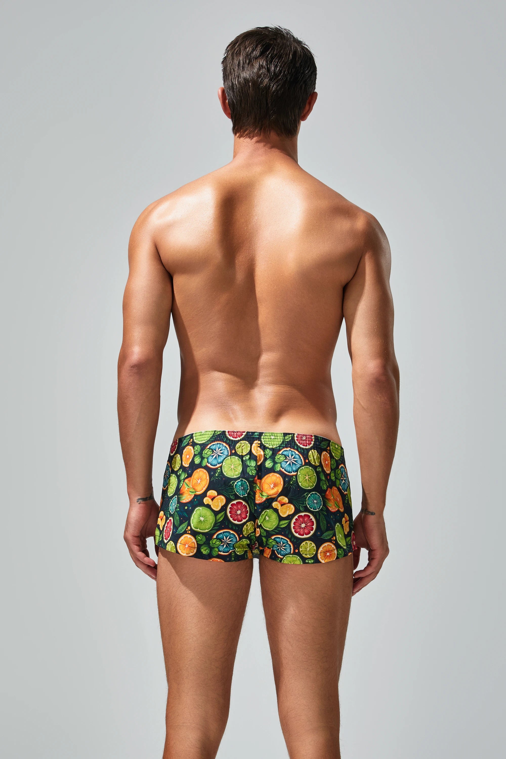 Men's Cotton Boxer Briefs - Botanical Print Breathable Underwear - 4inme