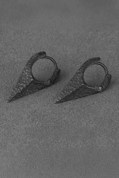 Neutral Black Rock Texture Geometric Ear Stud Earrings - 4inme