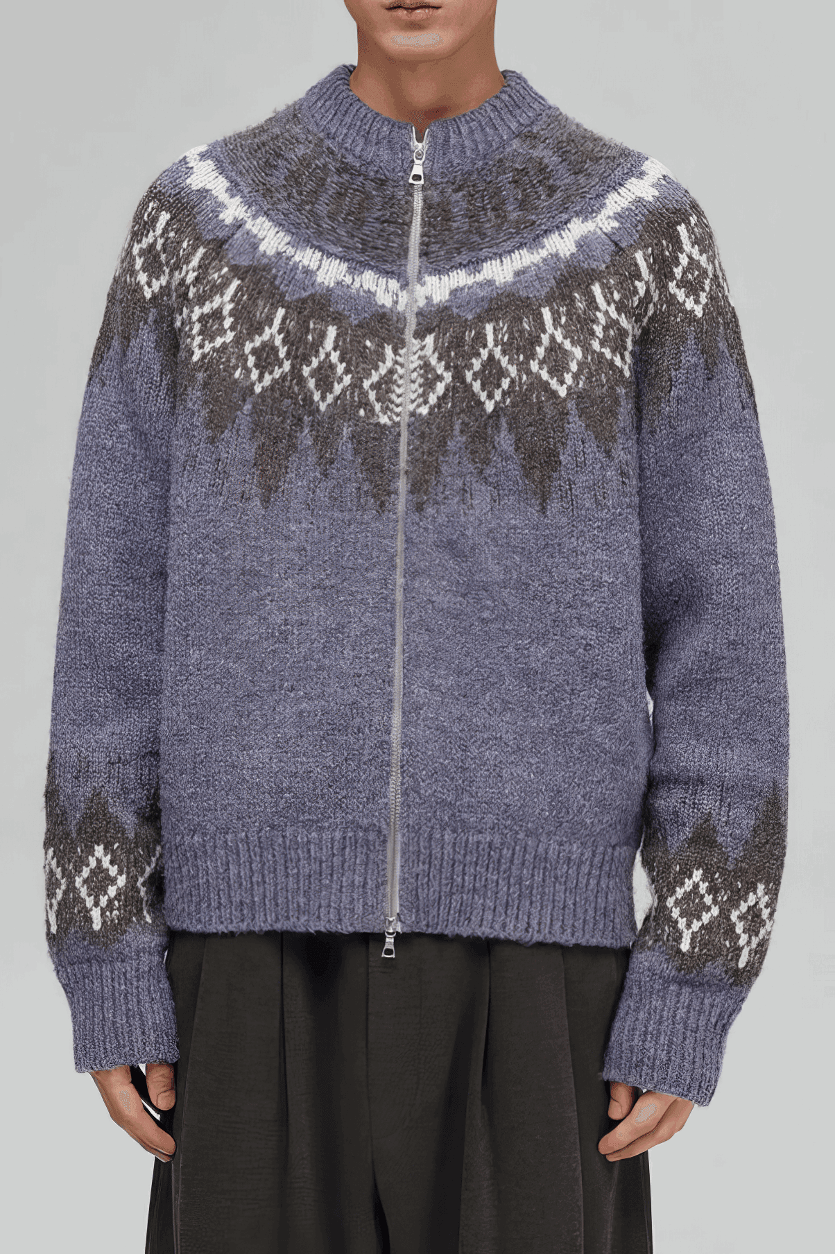 Fair Isle Zip Knit Cardigan - 4inme