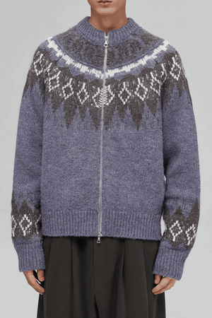 Fair Isle Zip Knit Cardigan - 4inme