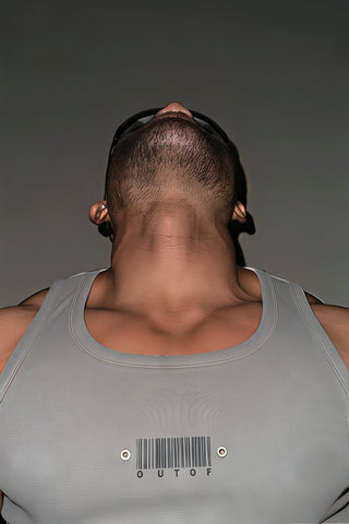 Men's Sleeveless Ribbed Tank with Stud Embroidery – Stretch Gym Wear - 4inme