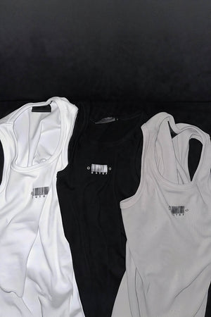 Men's Sleeveless Ribbed Tank with Stud Embroidery – Stretch Gym Wear - 4inme