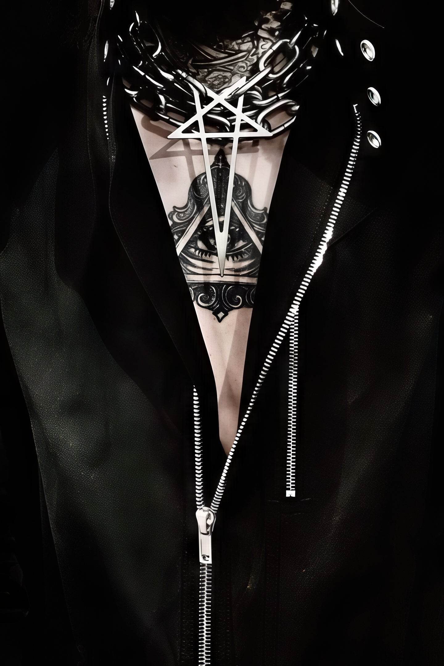 Pentagram Chain Necklace - Unisex Gothic Metal Statement Piece - 4inme