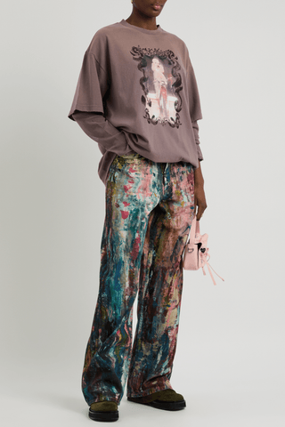 Unisex Colorblock Denim - Oil Painting Effect Relaxed Fit Pants - 4inme
