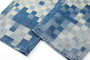 Plaid Patchwork Jeans - Oversized Wide-Leg Streetwear Pants - 4inme