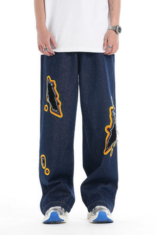 Flame Burnout Distressed Denim Jeans – Djärv, Street Style-design
