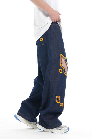 Flame Burnout Distressed Denim Jeans – Djärv, Street Style-design