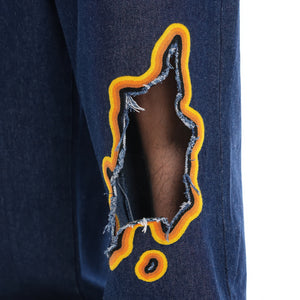 Flame Burnout Distressed Denim Jeans – Bold, Street Style Design - 4inme