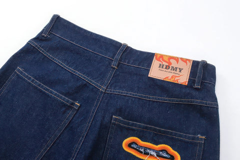 Flame Burnout Distressed Denim Jeans – Djärv, Street Style-design
