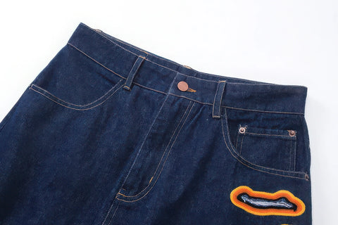 Flame Burnout Distressed Denim Jeans – Djärv, Street Style-design