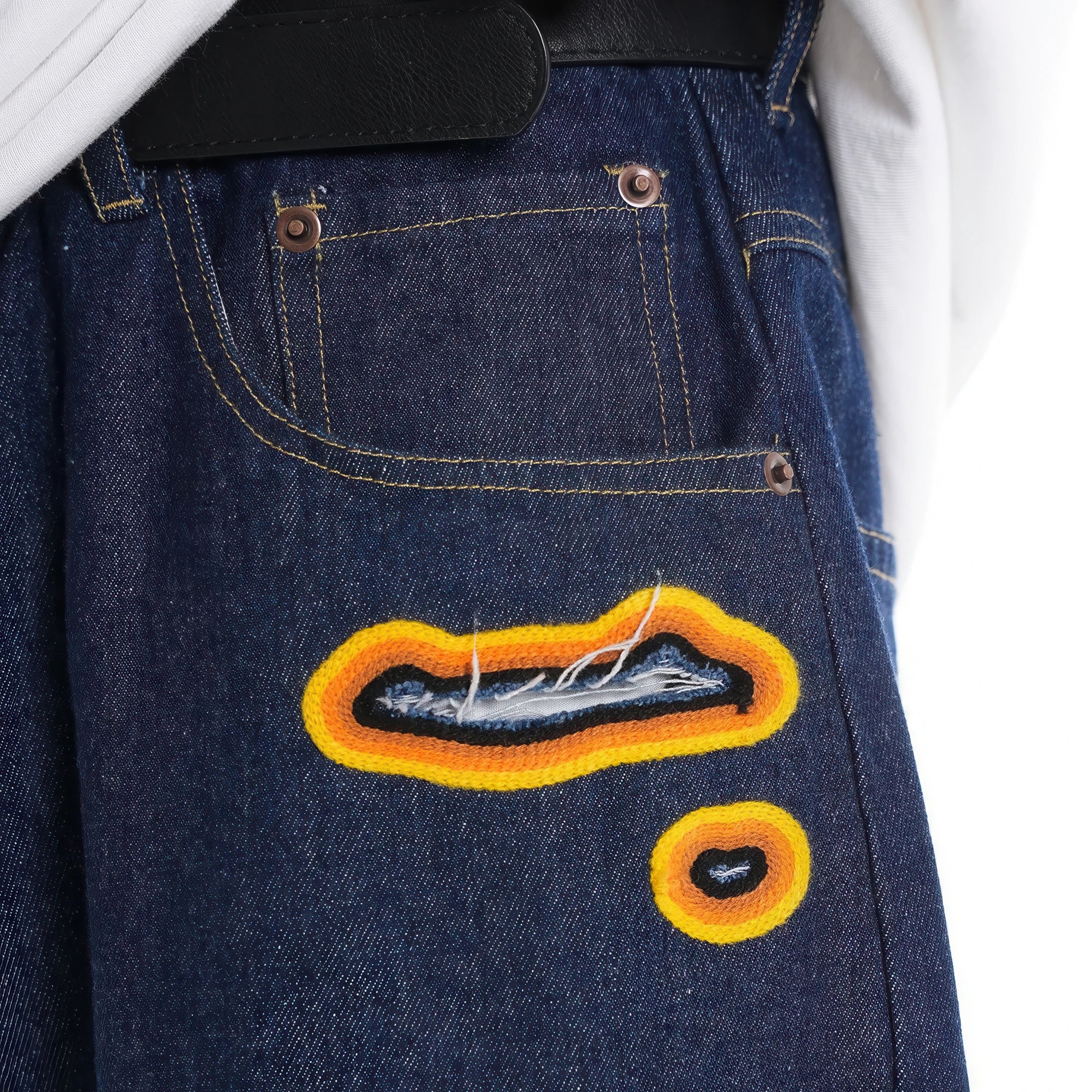 Flame Burnout Distressed Denim Jeans – Bold, Street Style Design - 4inme