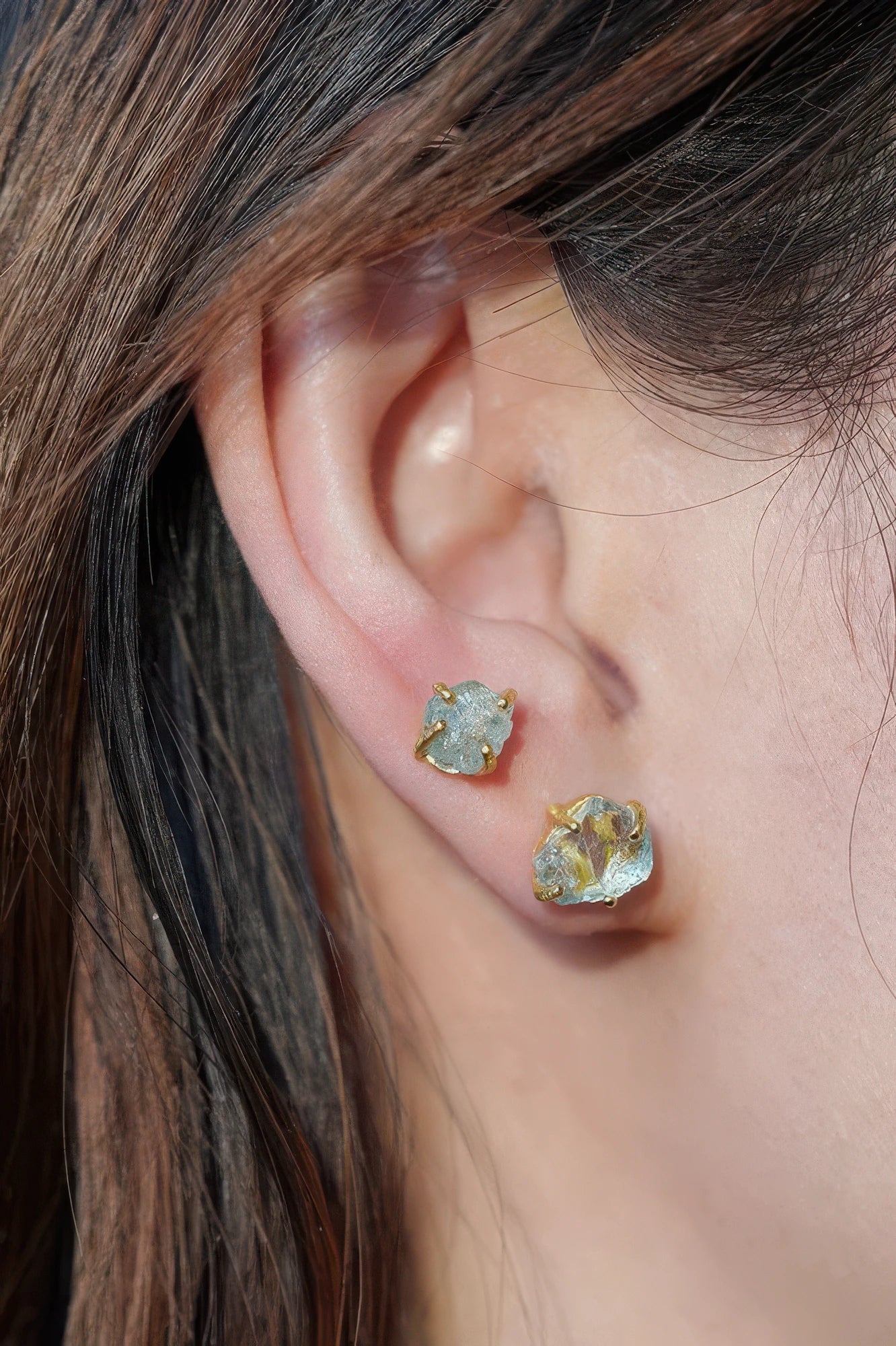 Raw Gemstone Stud Earrings Pair - 4inme