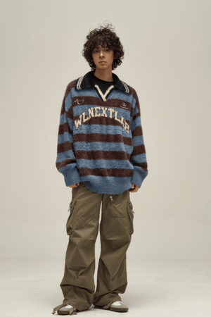 Retro American Style Oversized Knit Sweater for Couples - Winter Cozy Wear - 4inme