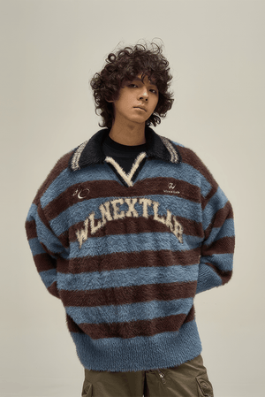 Retro American Style Oversized Knit Sweater for Couples - Winter Cozy Wear - 4inme