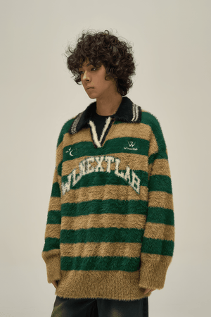 Retro American Style Oversized Knit Sweater for Couples - Winter Cozy Wear - 4inme