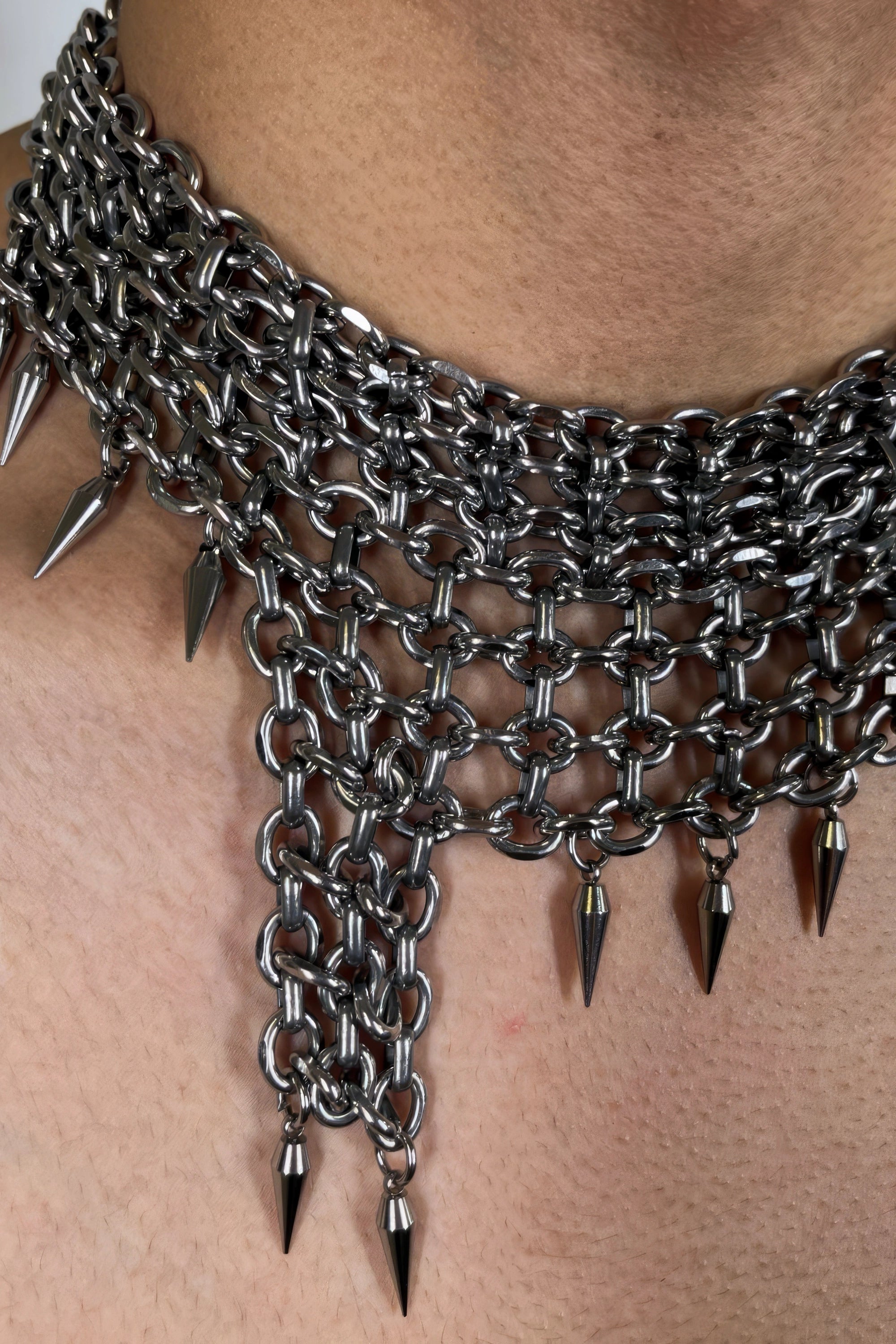 Unisex punk-halsketting met studs en meerdere lagen