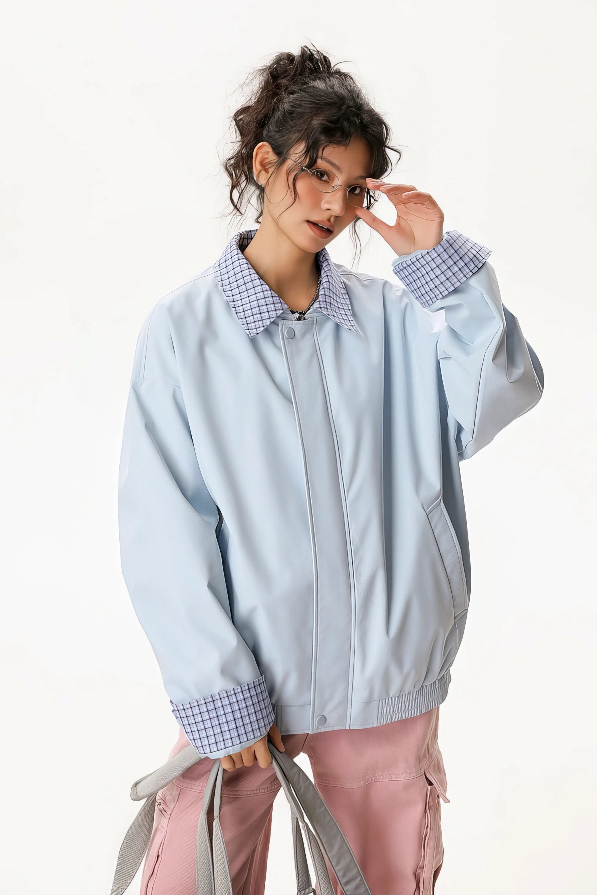 チェック柄ワークボンバージャケット