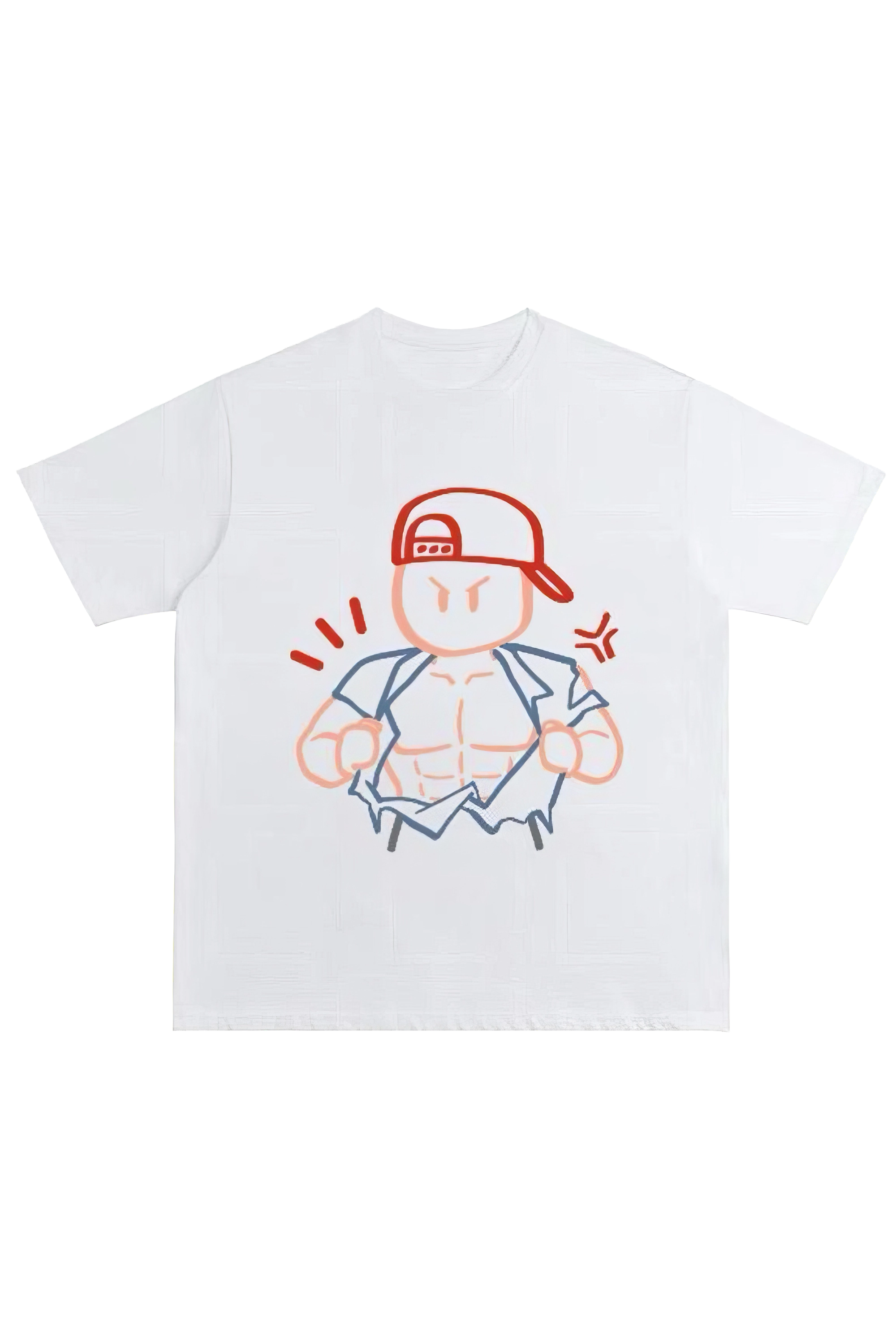 טי-שירט מצוירת של חדר כושר מבדי כותנה עם צווארון עגול