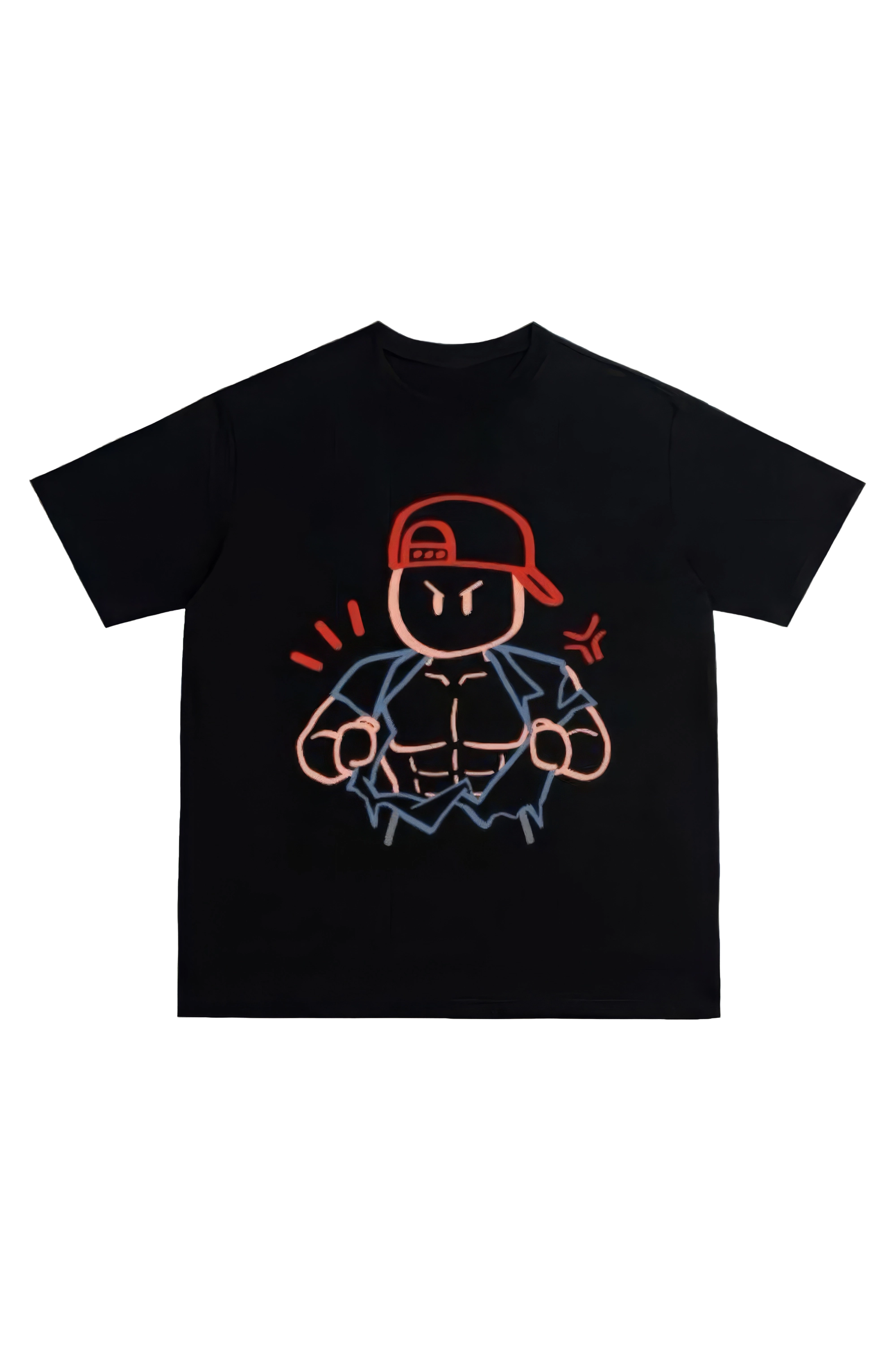 טי-שירט מצוירת של חדר כושר מבדי כותנה עם צווארון עגול