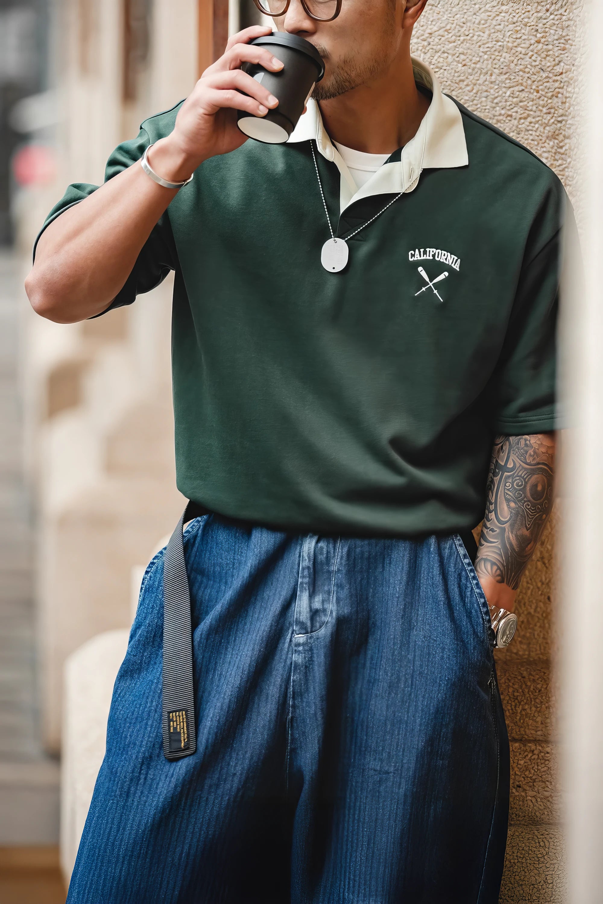 Chemise Polo Style Baseball Rétro – Coupe ample à manches courtes