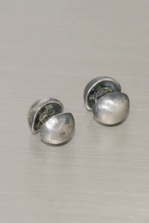 Vintage Dimensional Earrings - Distressed Double-Sided Hemisphere Studs - 4inme