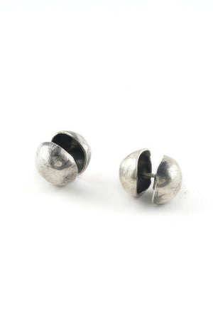 Vintage Dimensional Earrings - Distressed Double-Sided Hemisphere Studs - 4inme