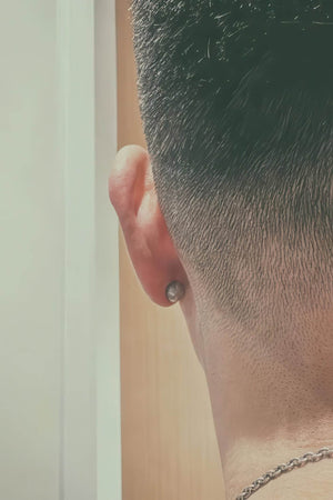 Vintage Dimensional Earrings - Distressed Double-Sided Hemisphere Studs - 4inme