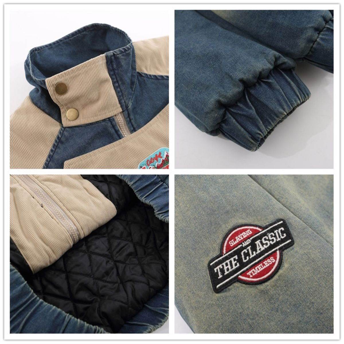 Vintage Embroidered Thickened Denim Jacket - 4inme