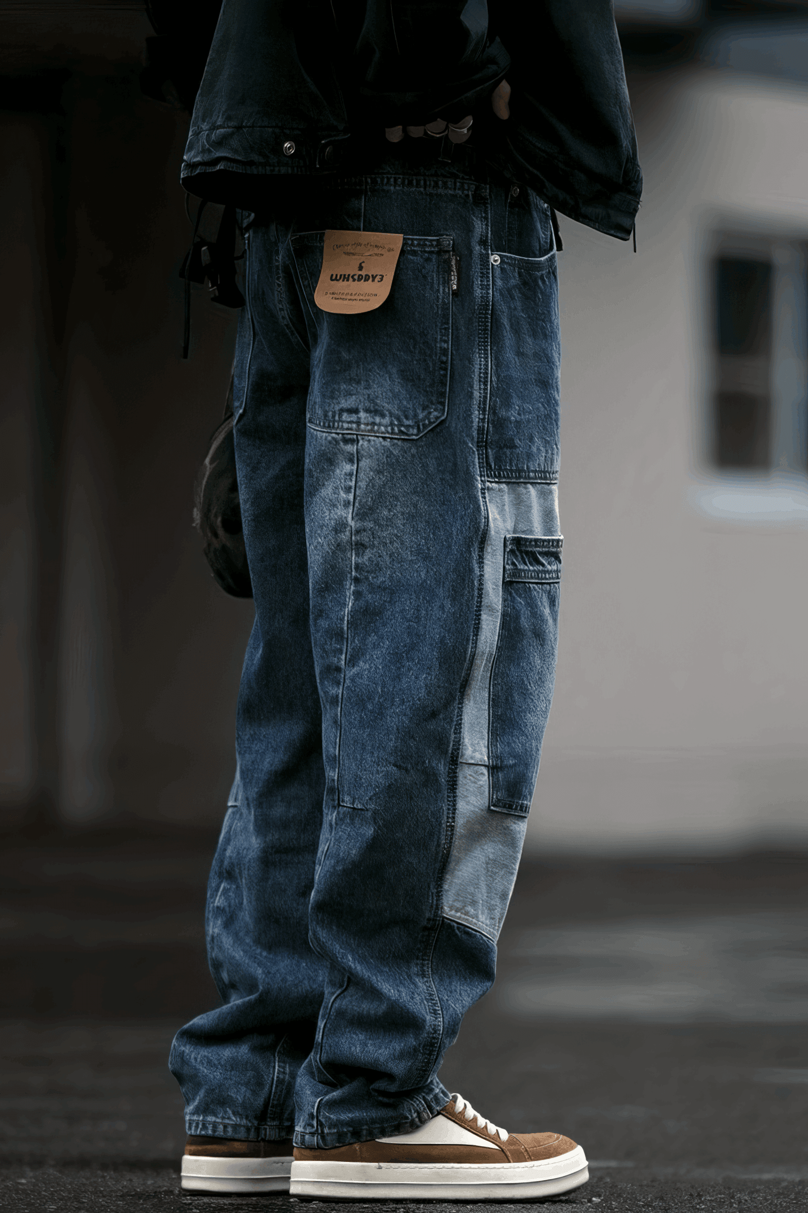 Vintage Washed 15oz Denim Cargo Pants – Loose Fit - 4inme