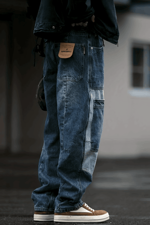 Vintage Washed 15oz Denim Cargo Pants – Loose Fit - 4inme