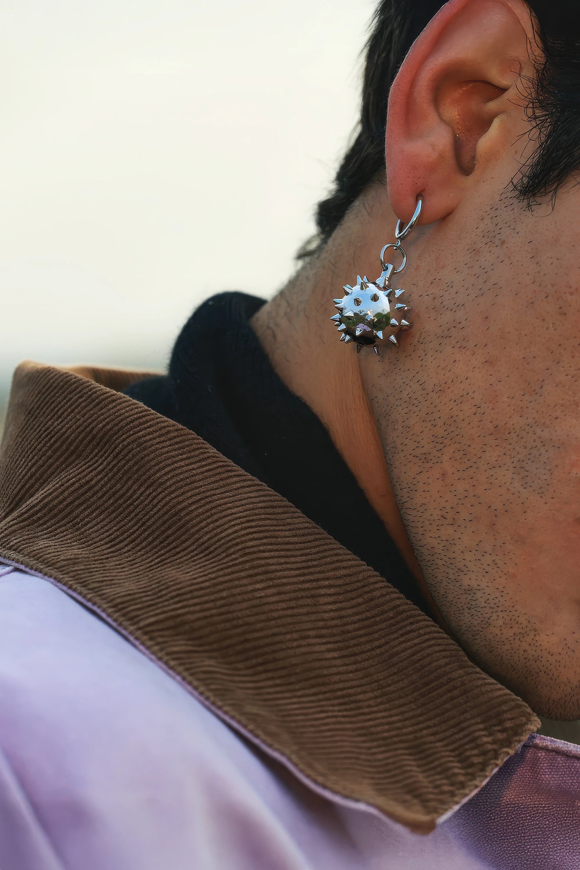 Warrior Chain Ball Earrings – Edgy & Unisex Statement Piece (Pair) - 4inme